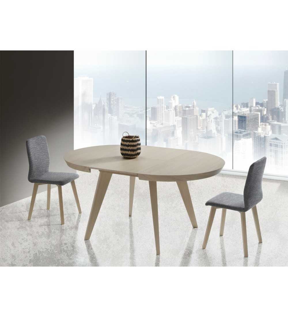 Table à manger extensible plaqué chêne pieds métal 6-8 personnes