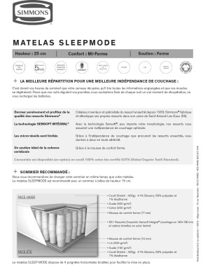 Matelas ressort Simmons - Sleep Mode