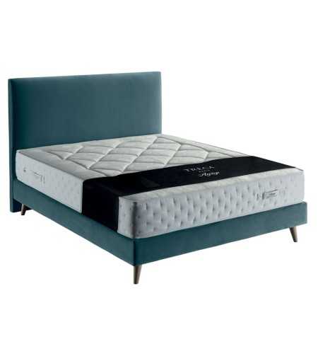 ensemble matelas ressort treca arpege tete de lit et sommier bleu saphir