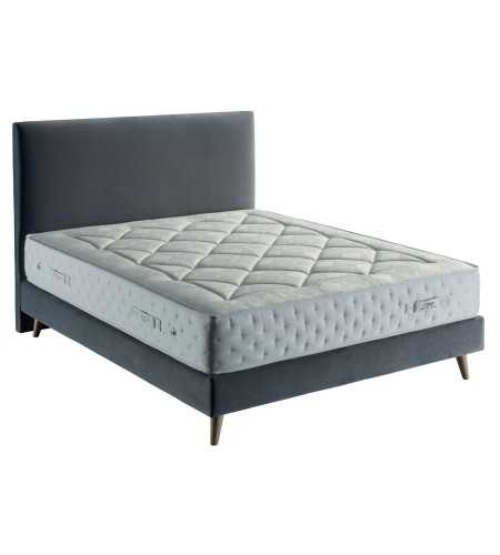 ensemble matelas ressort treca arpege tete de lit et sommier velours gris
