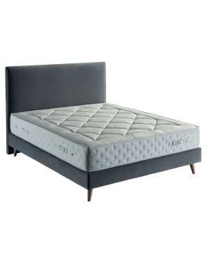 ensemble matelas ressort treca arpege tete de lit et sommier velours gris