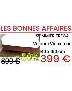 Sommier TRECA velours Vieux rose 140 x 190