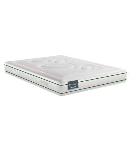 Matelas La tex naturel Victoria. Modification du tissu en liseré. Ce dernier est gris clair et non vert comme sur l'image.