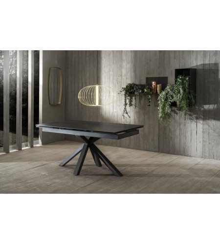 table en céramique plateau marbre noir brillant 160x90 ouverture 240 cm