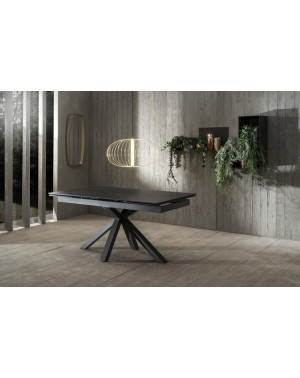 table en céramique plateau marbre noir brillant 160x90 ouverture 240 cm