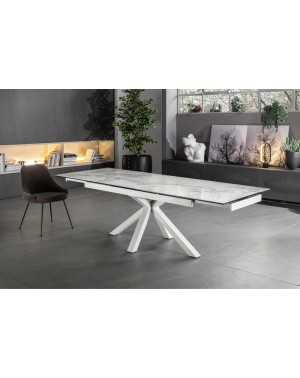 Table extensible Ceramica 1 marbre blanc brillant