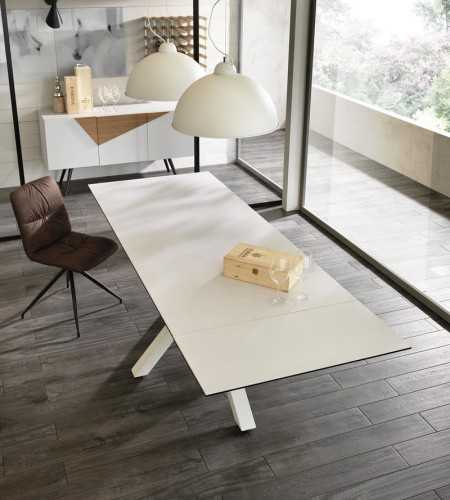 Table Ceramica1 plateau blanc, ouverte