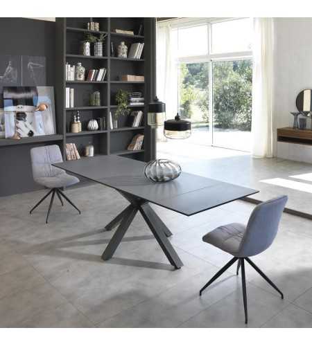 Table Ceramica1 plateau gris, ouverte