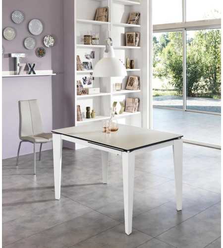 Table ceramica 2 plateau blanc, vue d'ensemble