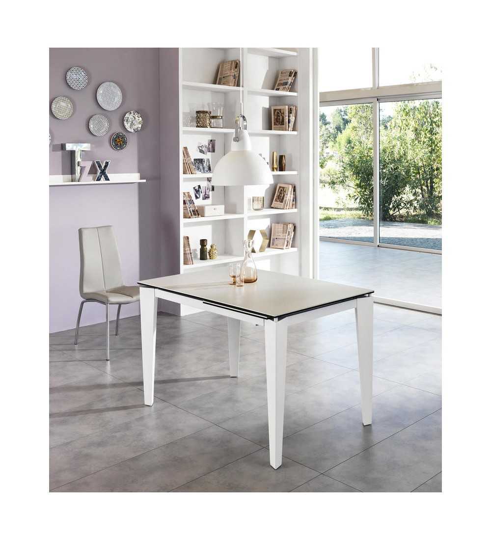 Table ceramica 2 plateau blanc, vue d'ensemble