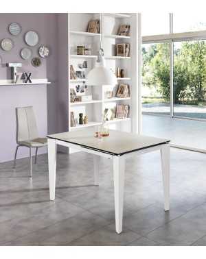 Table ceramica 2 plateau blanc, vue d'ensemble