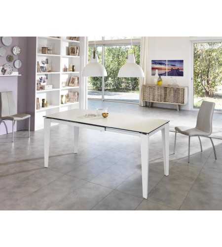 Table ceramica 2 plateau blanc, ouverte, vue d'ensemble