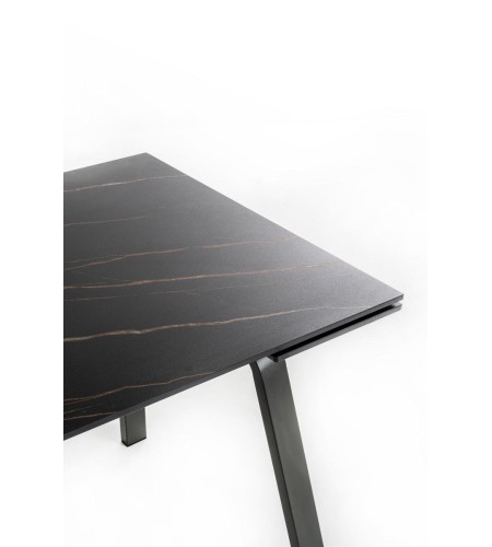 Table Dylan plateau pierre noire fritée