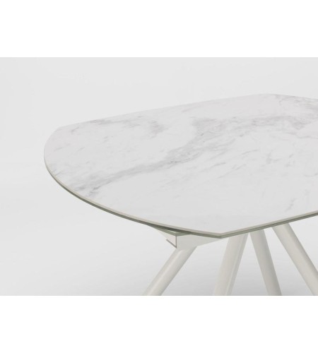 Table Kyoto plateau marbre blanc