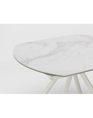 Table Kyoto plateau marbre blanc