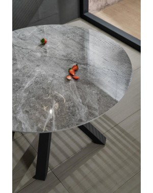 Table ronde Loki, céramique marbre gris