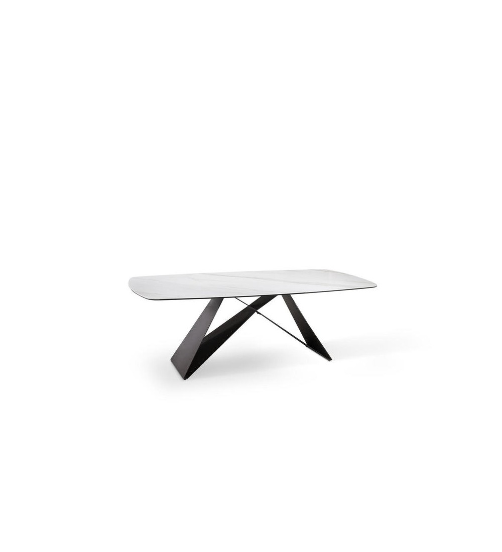 Table Thanos céramique or blanc