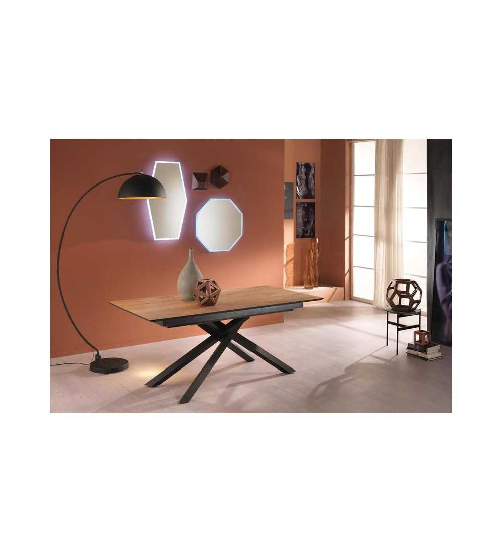 Table extensible Xavier chêne naturel 2 allonges marque Stones