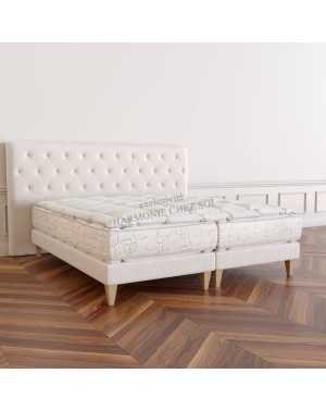 Pack complet en 2 x 90 x 200 avec matelas + sommiers + tête de lit + sur matelas Treca + 8 pieds