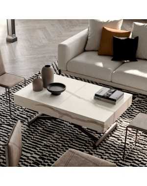 Table relevable Box - Ozzio design - céramique marbre blanc