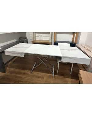 Table relevable Box - Ozzio design - céramique marbre blanc