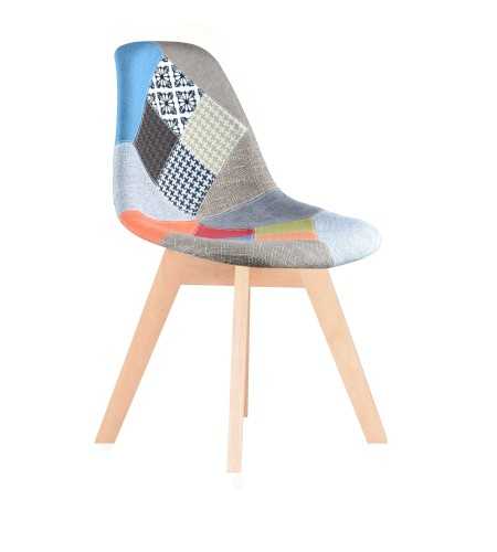 Chaise Scandinave Tissu Patchwork Colors