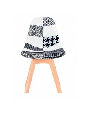 De 4 Chaises Et Noir Tissu En Lot Blanc Patchwork Scandinave 4jcAq5L3R